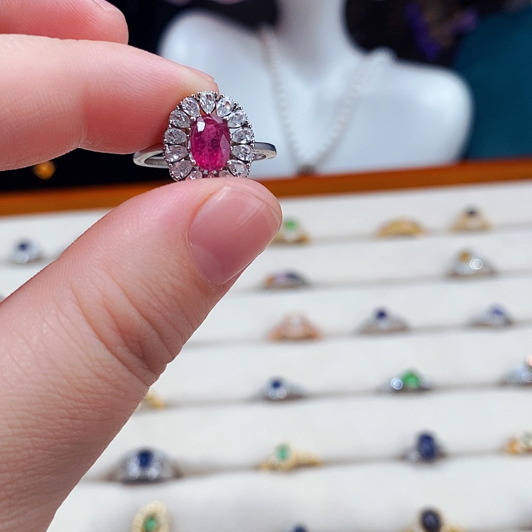 碧玺戒指银S925镶嵌2555