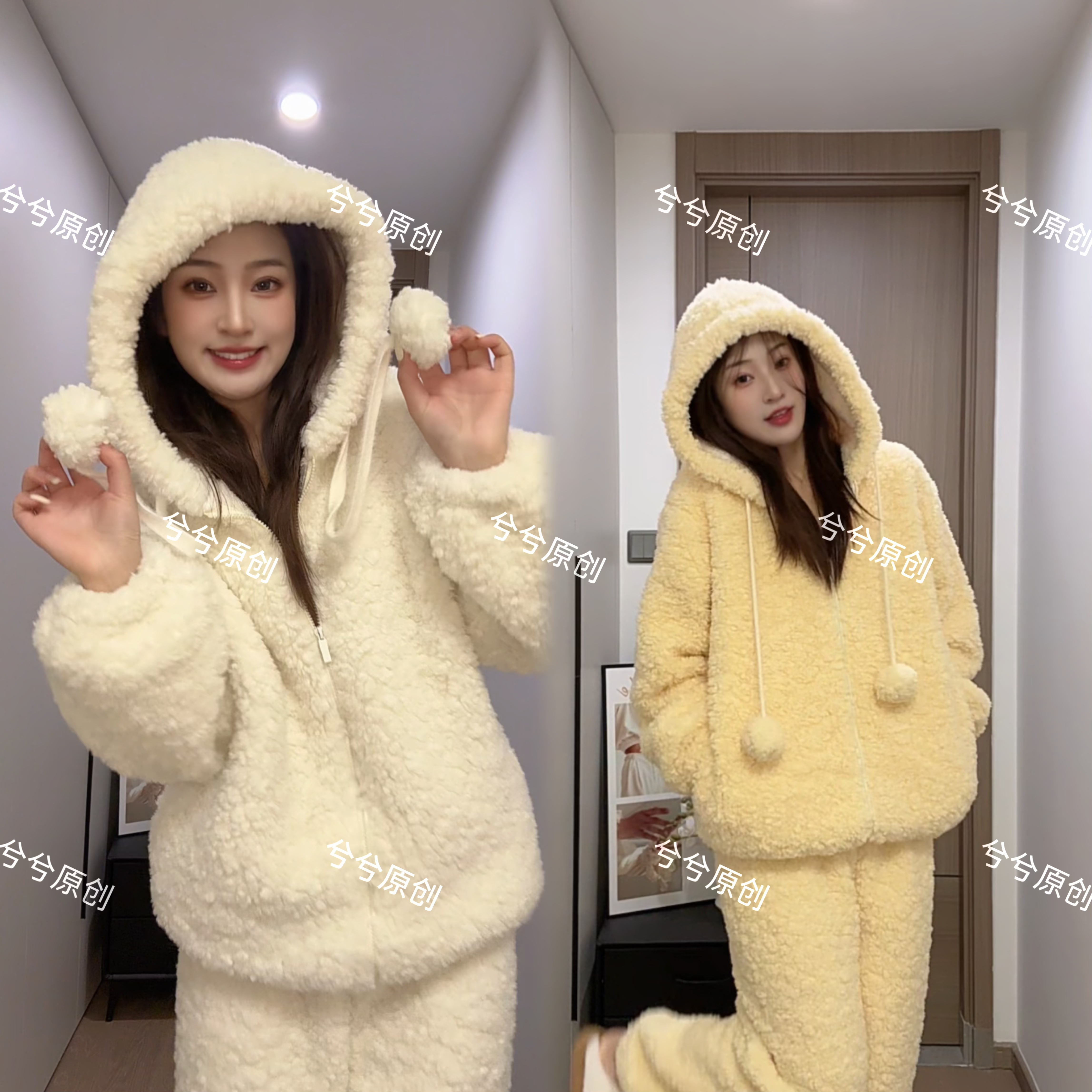 ximifushii【雪团子】极寒睡衣女冬季连帽外套加厚加绒家居服可外穿