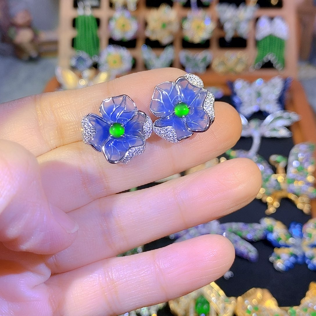 吊坠(不含链)银S925镶嵌翡翠