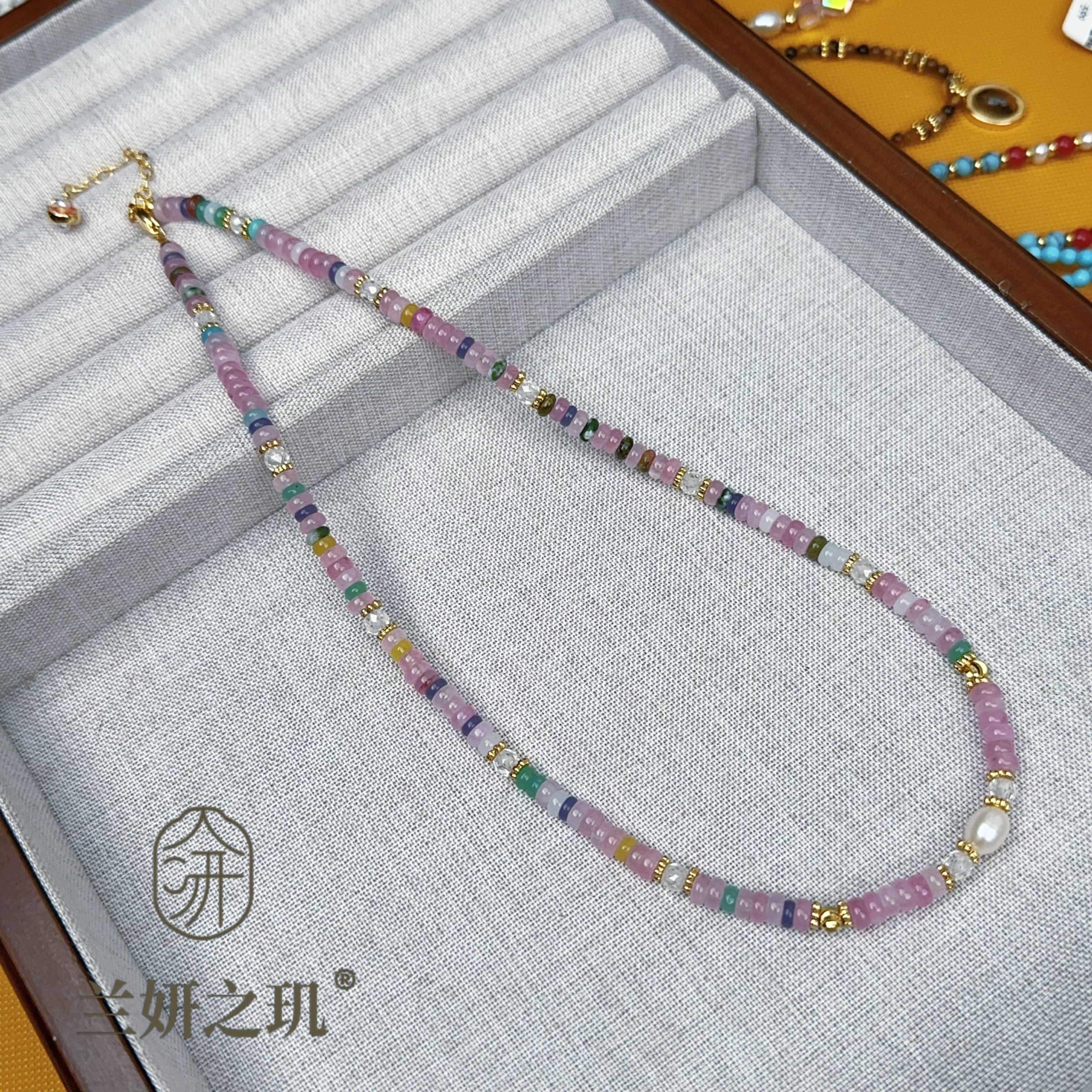 淡水珍珠 4mm粉色系天然石珍珠项链 轻奢精致百搭锁骨链 8622