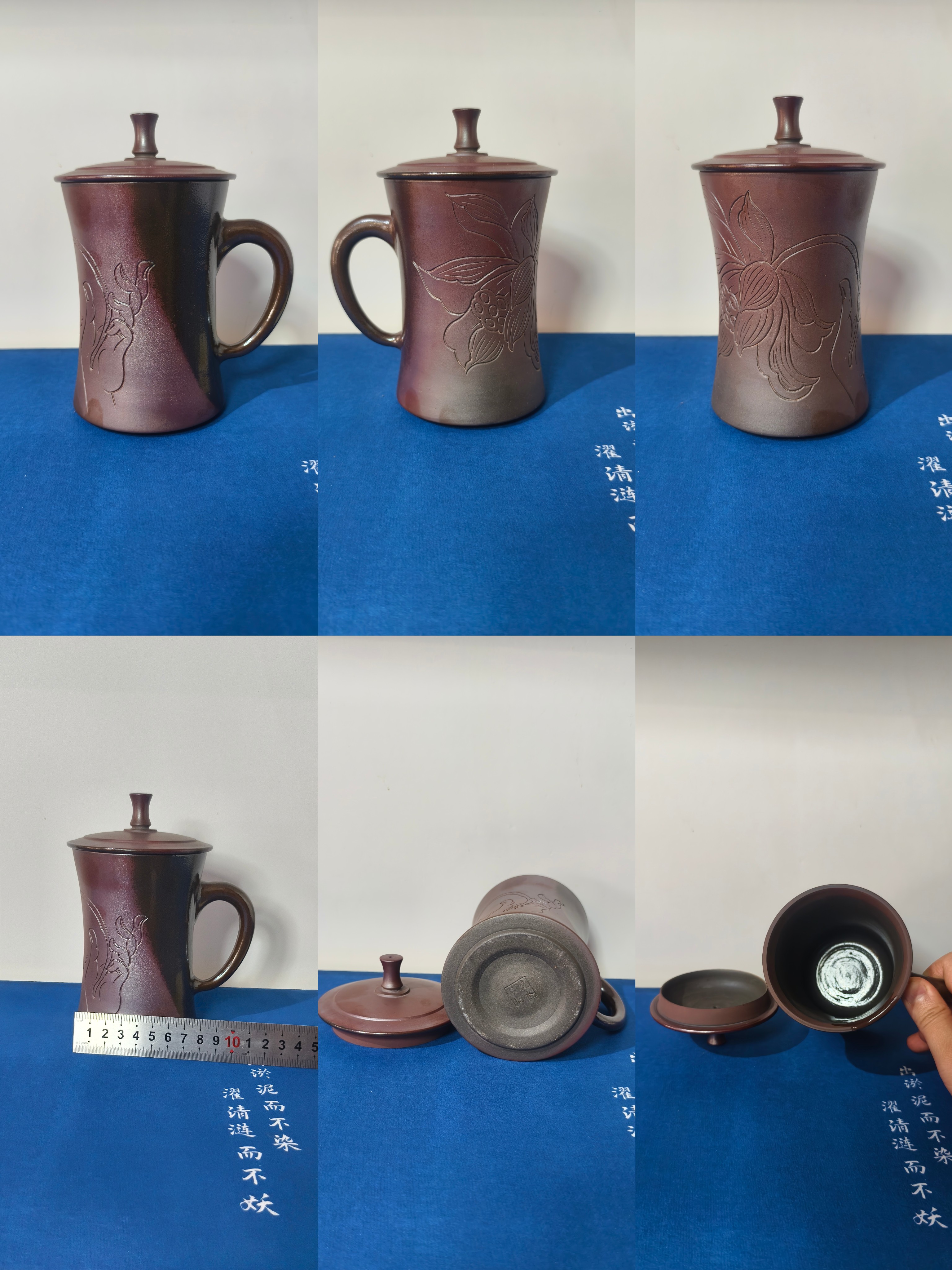 【建水紫陶】厂家直销竹节杯手工防烫杯茶杯复古办公家用500毫升