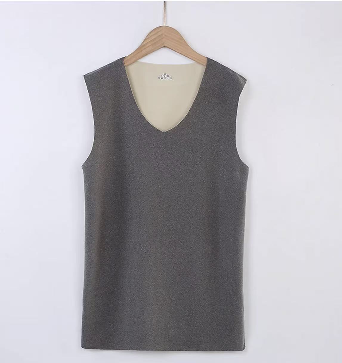 男士保暖背心极简风打底保暖秋冬纯色双面德绒