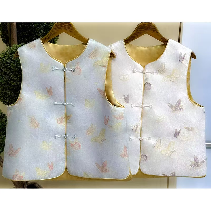 新中式蝴蝶提花无肩马甲女秋季无袖气质百搭马甲