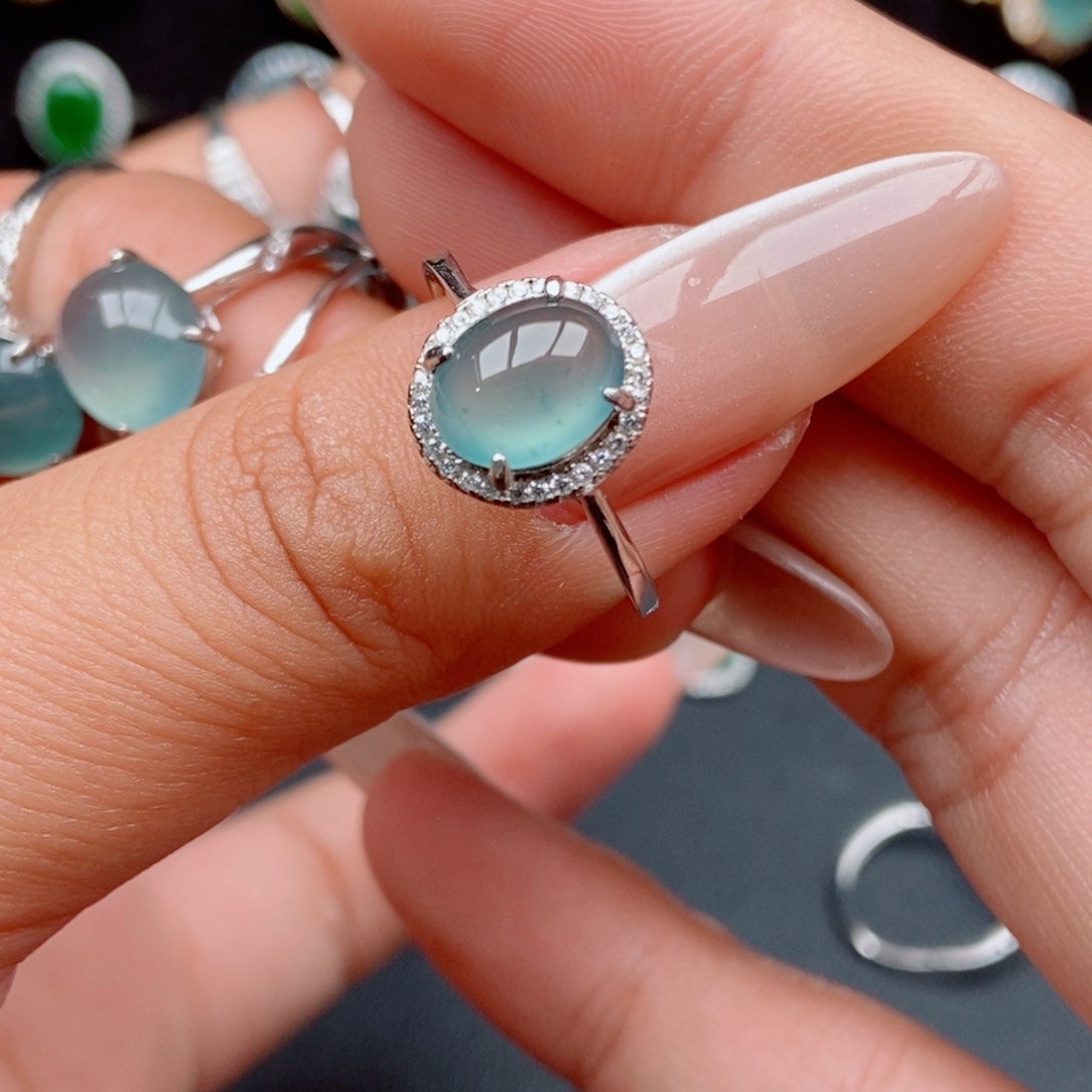 翡翠戒指银S925镶嵌5587