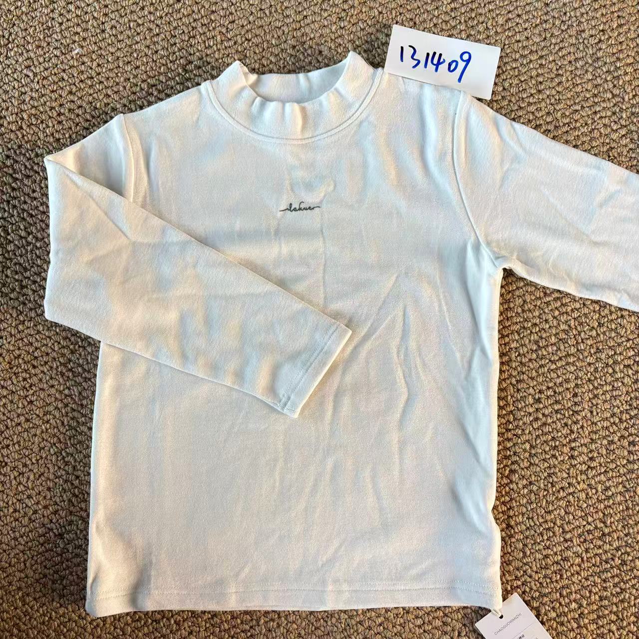 B类半高领女纯色打底衫运动长袖上衣百搭套头T恤儿童男童冬季