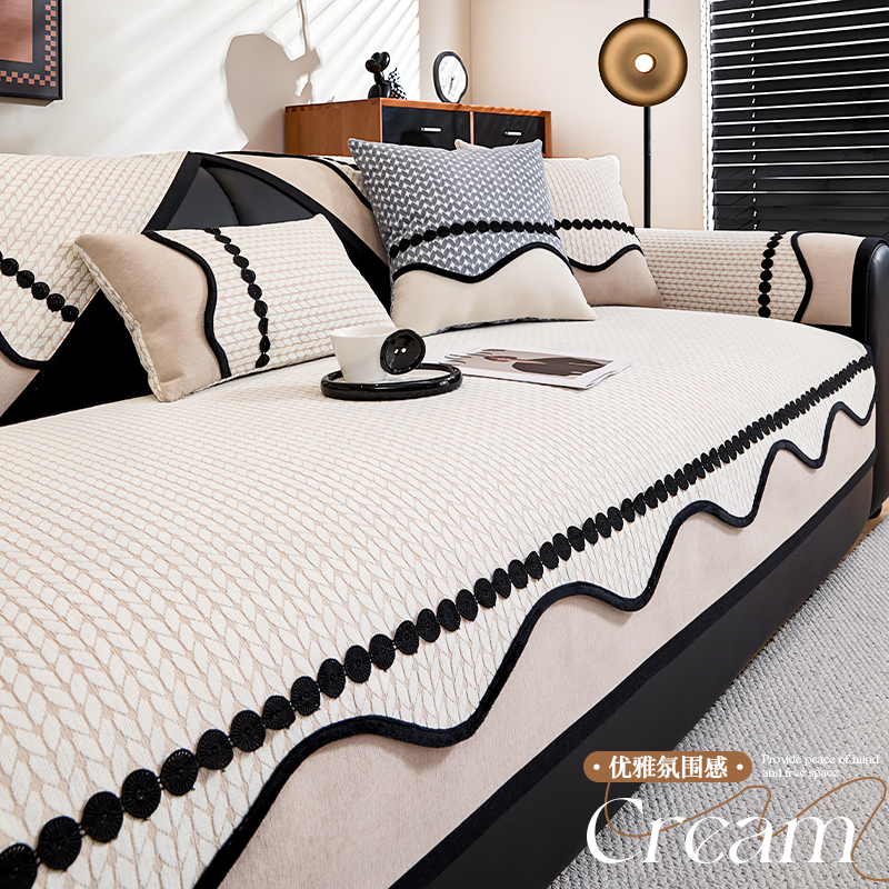 雪尼尔沙发垫四季通用2025新款皮沙发套罩巾固定防滑坐垫子盖布垫