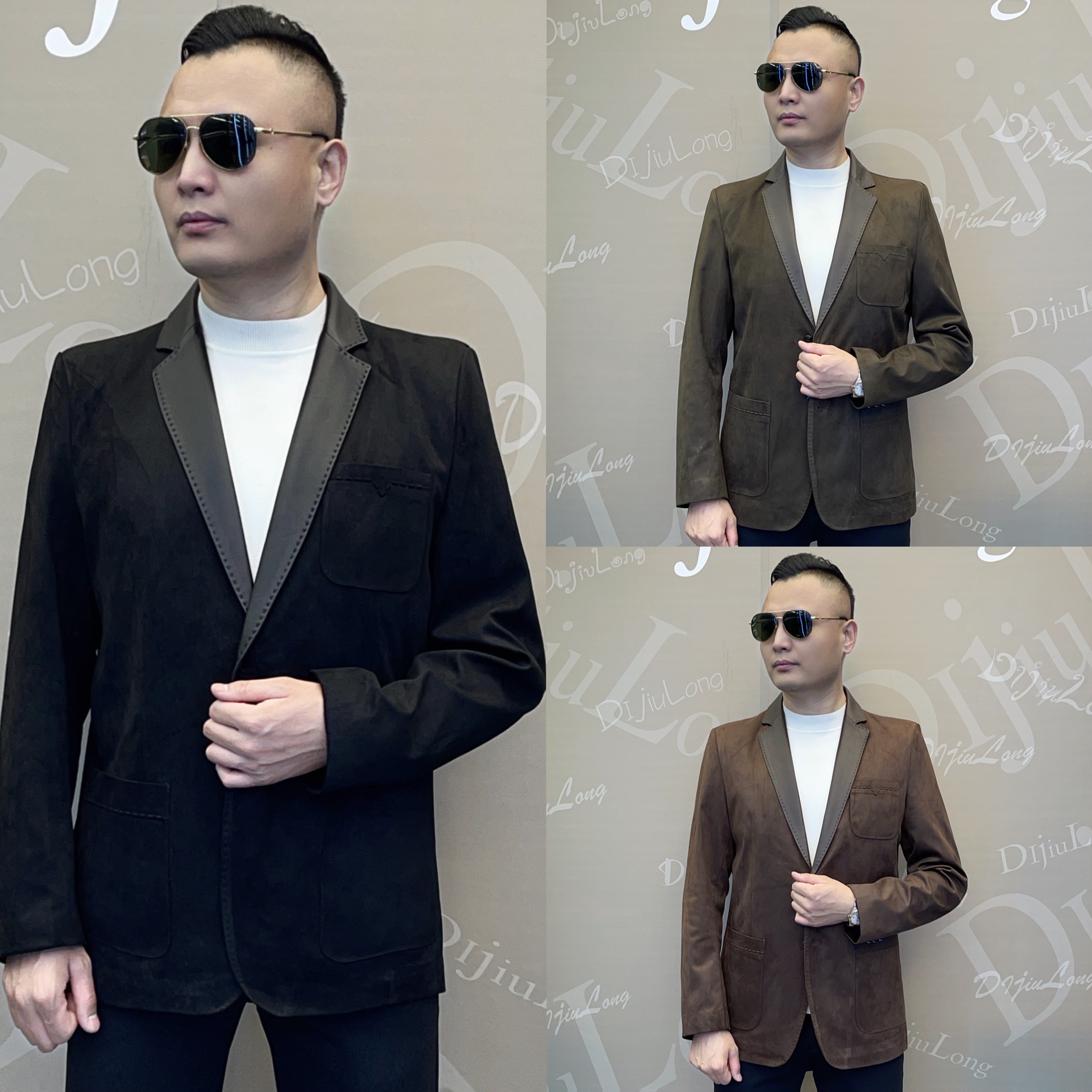 【帝九龙】25年春季新款时尚轻奢高订配皮男装休闲西服8258158