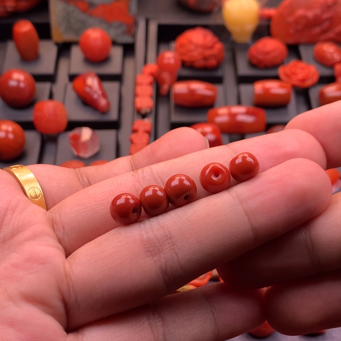 南红玛瑙未镶嵌川料原矿满色满肉苹果珠8mm+多样性发其一