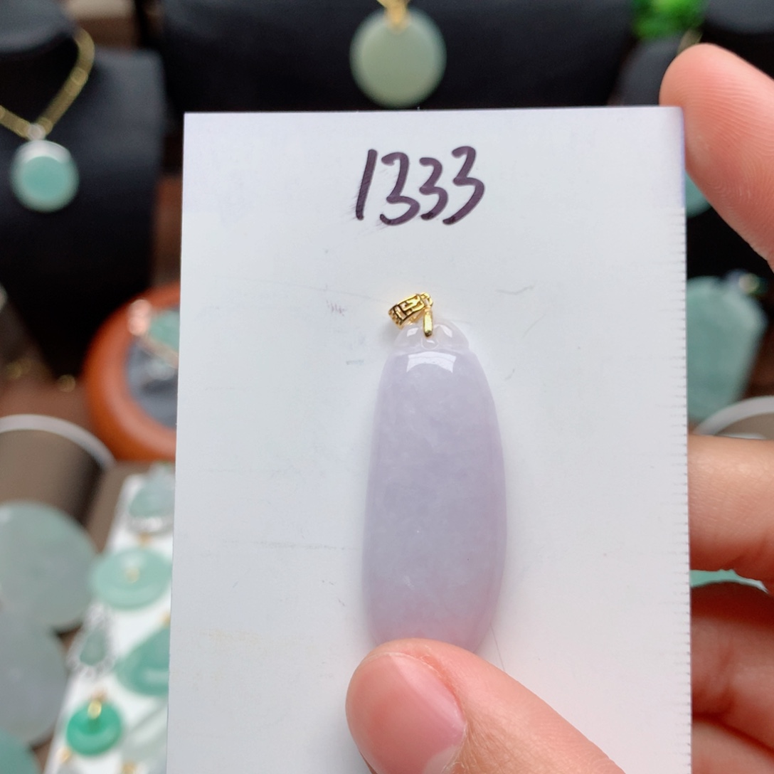 翡翠颈饰银S925镀金镶嵌吊坠