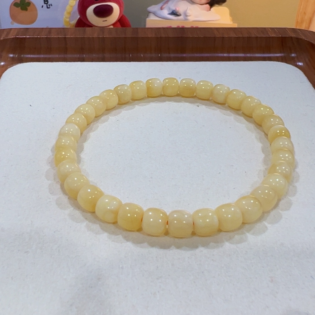 未镶嵌蜜蜡手链6m 黄白花老型手串开播福利