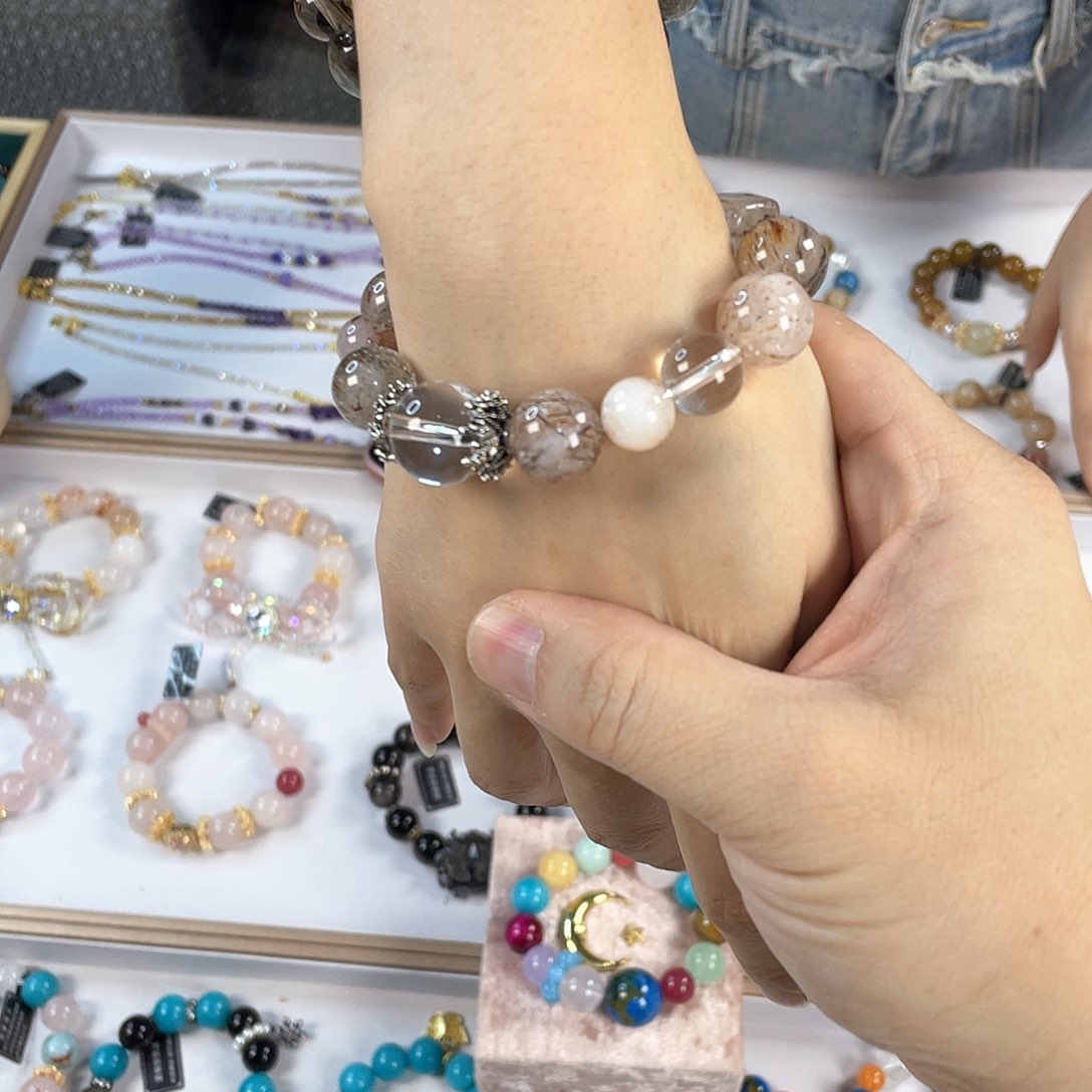 水晶手链银S925镀金镶嵌