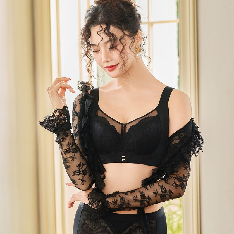 莺蝶恋恋收副乳防外扩下垂无痕聚拢性感蕾丝调整塑型内衣文胸美背