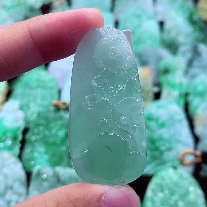 天然A货翡翠花鸟牌