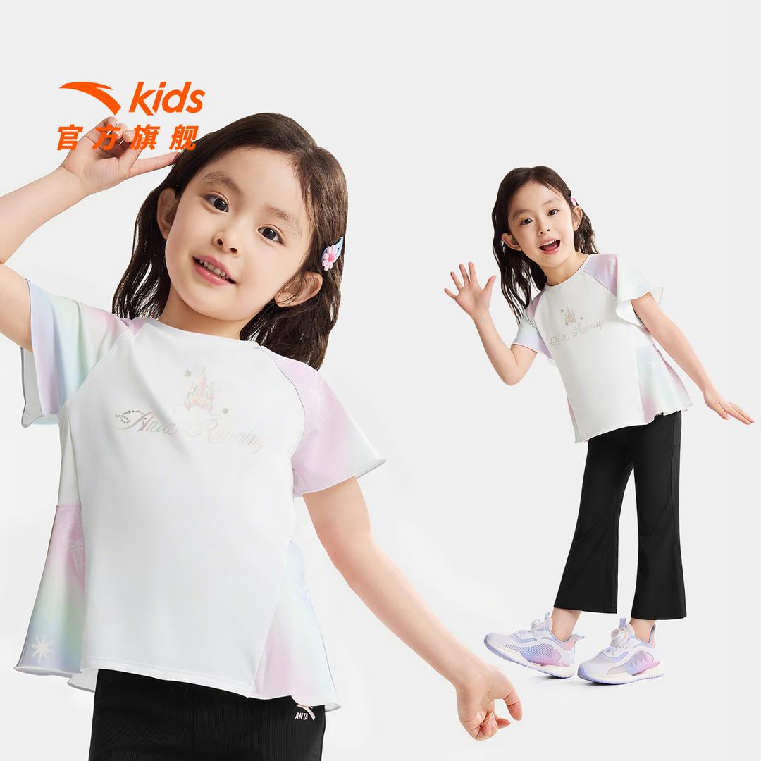 冰雪奇缘联名IP安踏儿童女小童袖衫2026年秋季新款女孩运动宝宝T