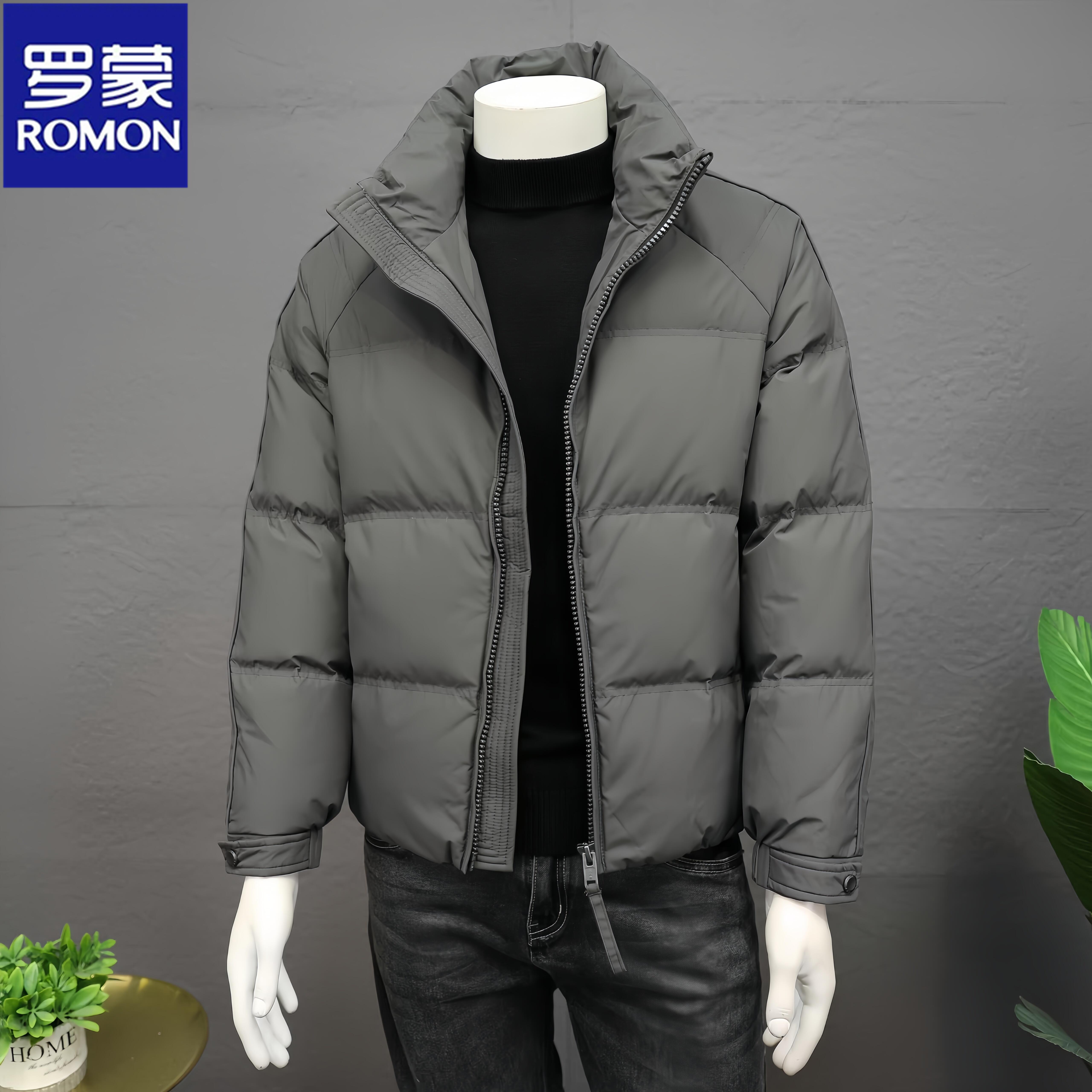 Romon/罗蒙高级感冬季新款高端羽绒服男设计感立领羽绒服气质时尚