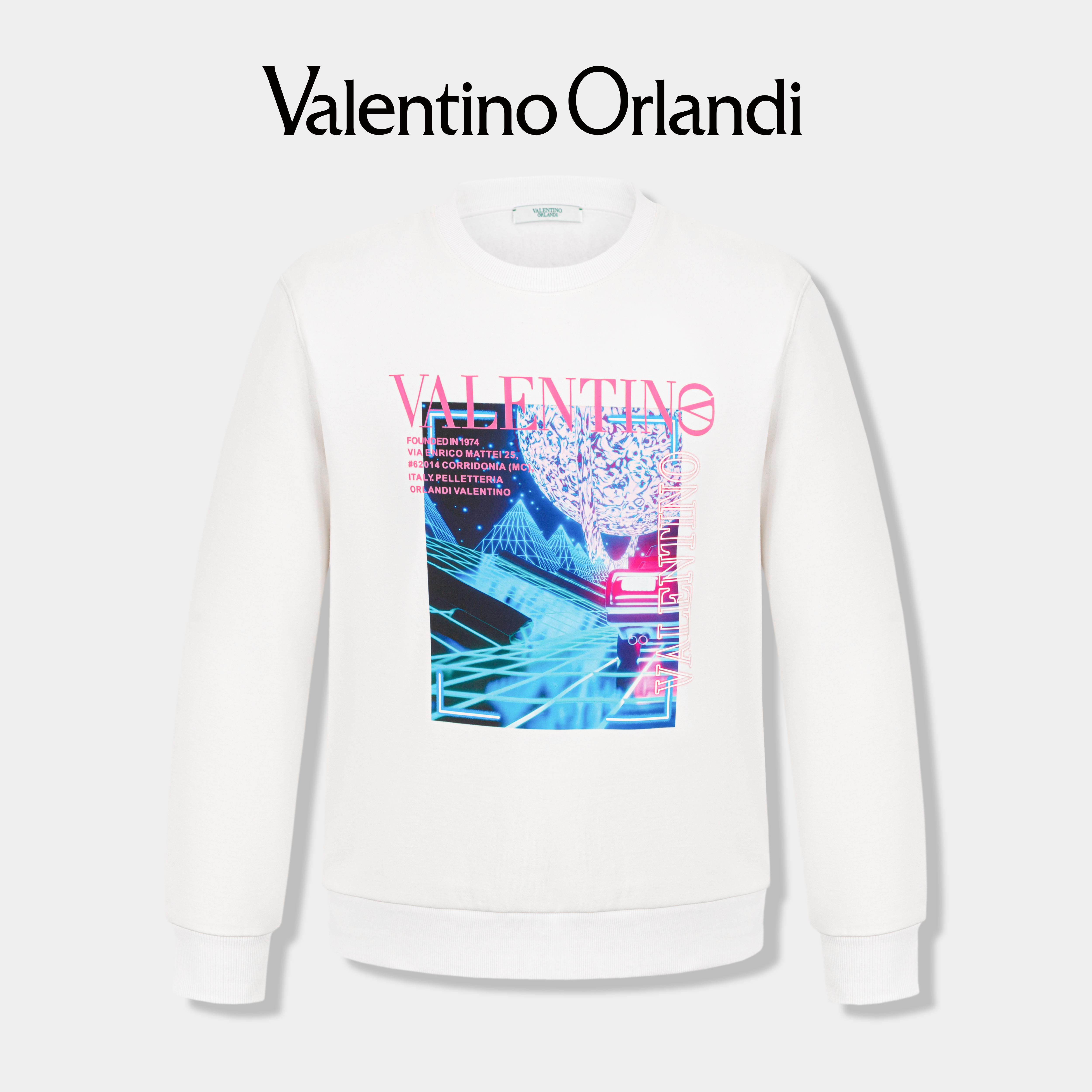 Valentino orlandi男士秋冬B版时尚简约涂鸦印花长袖圆领套头卫衣