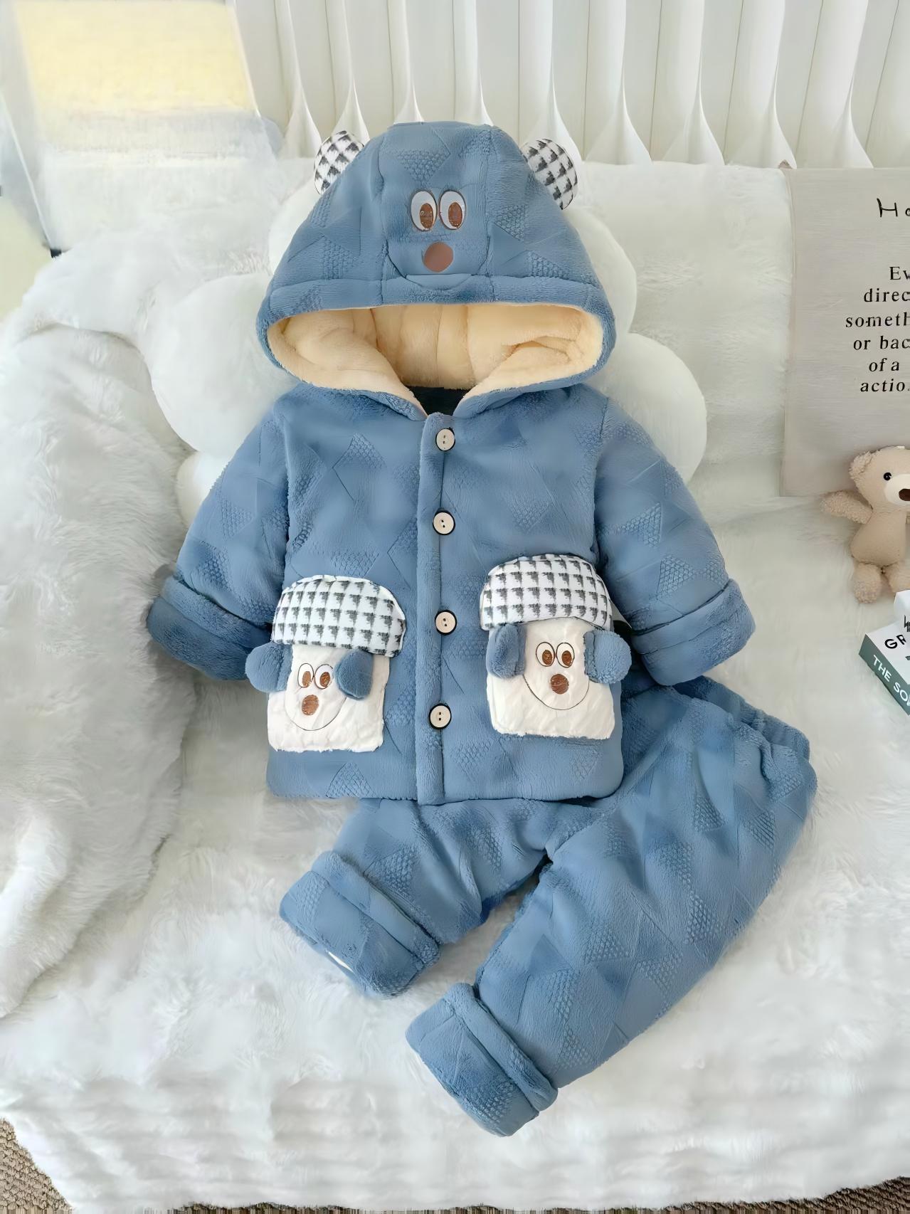 厚款卡通动漫男单排扣冬季套装冬款男童加绒秋冬季保暖