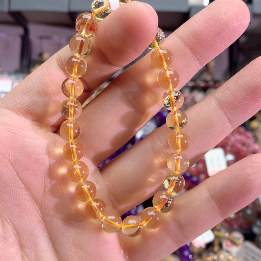 水晶手串未镶嵌爱*黄水晶手链7