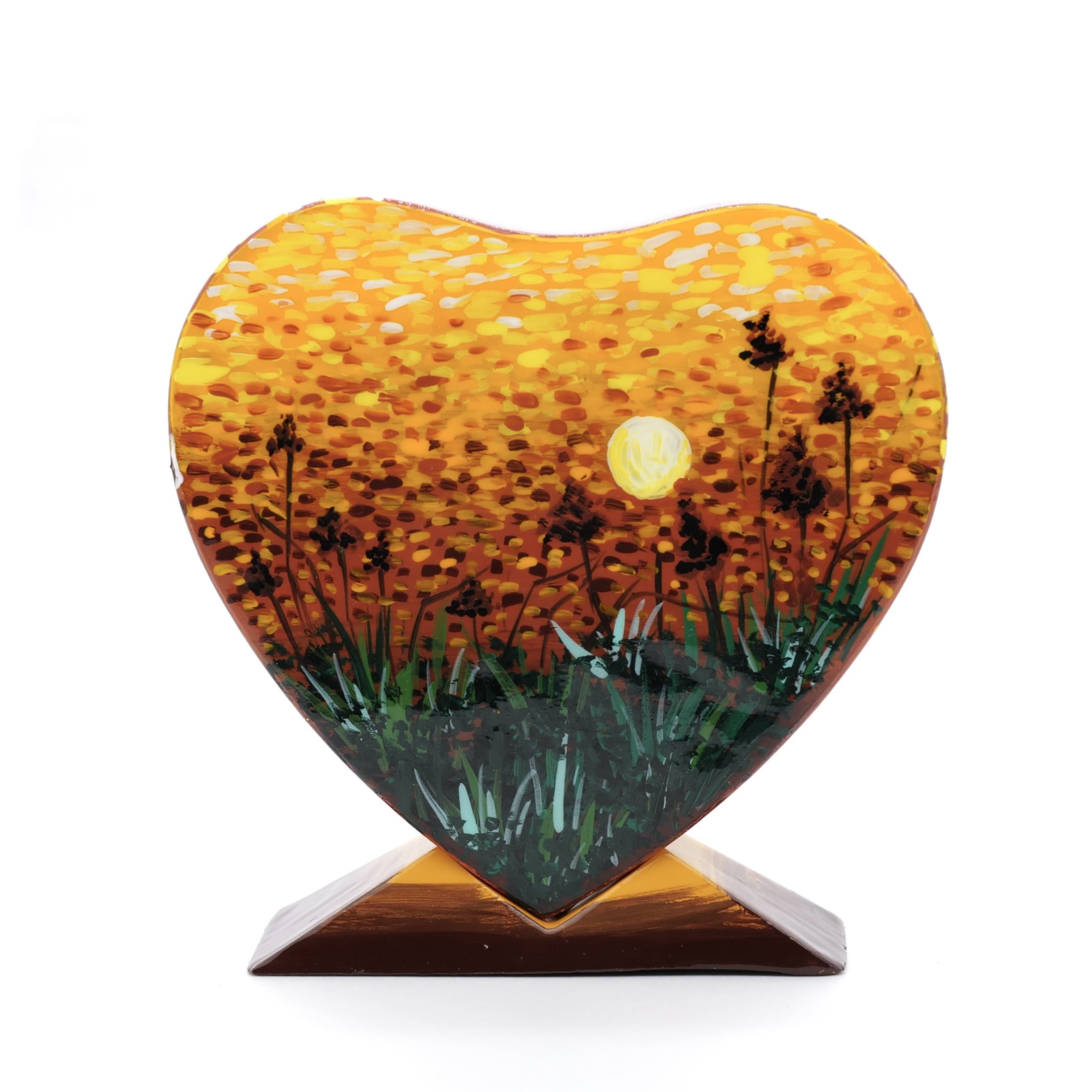 《王甜心爱心》艺术石膏作品，手工绘制，仅一件