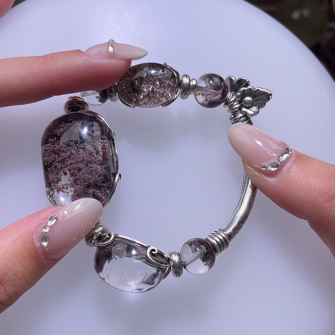 金***金手链水晶银S925镶嵌幽灵