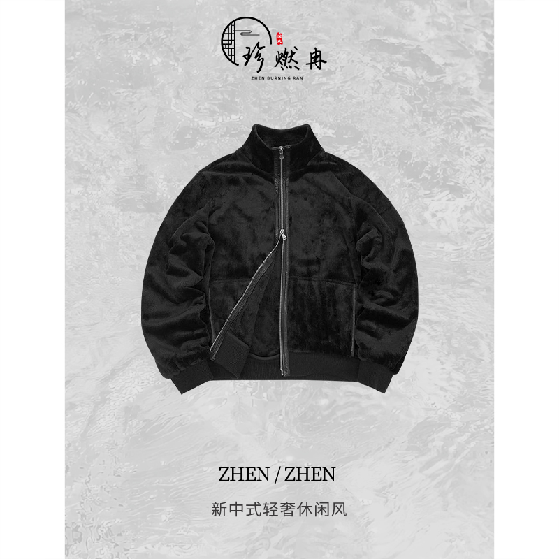 【珍珍休闲馆】双面绒拼接皮上衣外套W-84083
