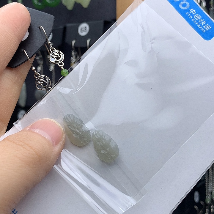 和田玉耳饰银S925镶嵌用****1