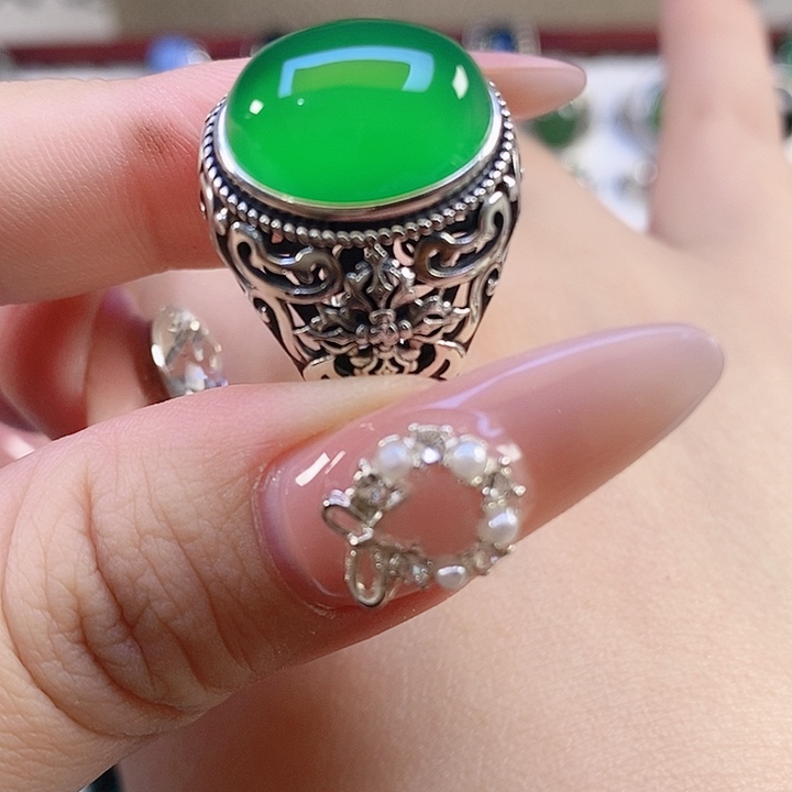 玛瑙/玉髓银S925镶嵌戒指