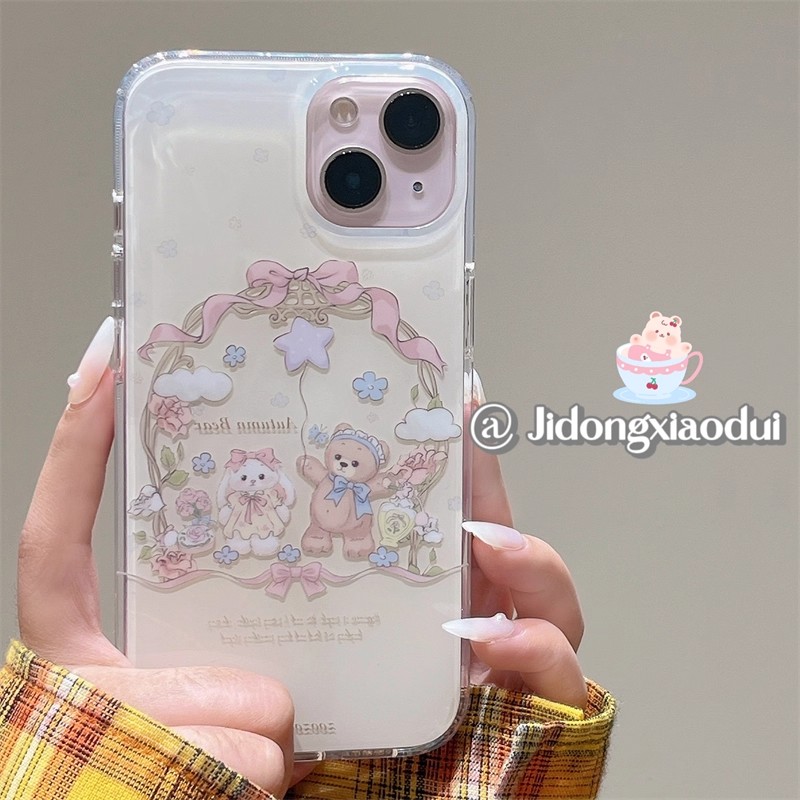 少女卡通奶呼呼兔子小熊适用iPhone16promax手机壳苹果15pro新款