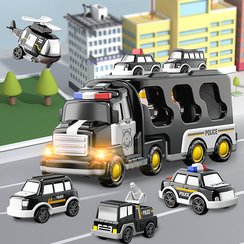 超萌好物消防车儿童玩具货柜车收纳工程车警车小汽车男孩女孩六一