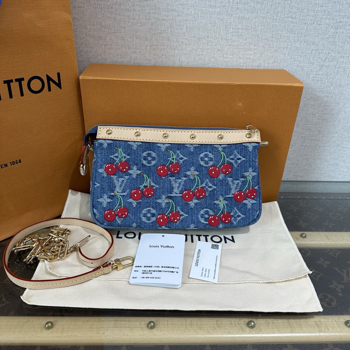 95新 LV 丹宁牛仔樱桃麻将包 21303