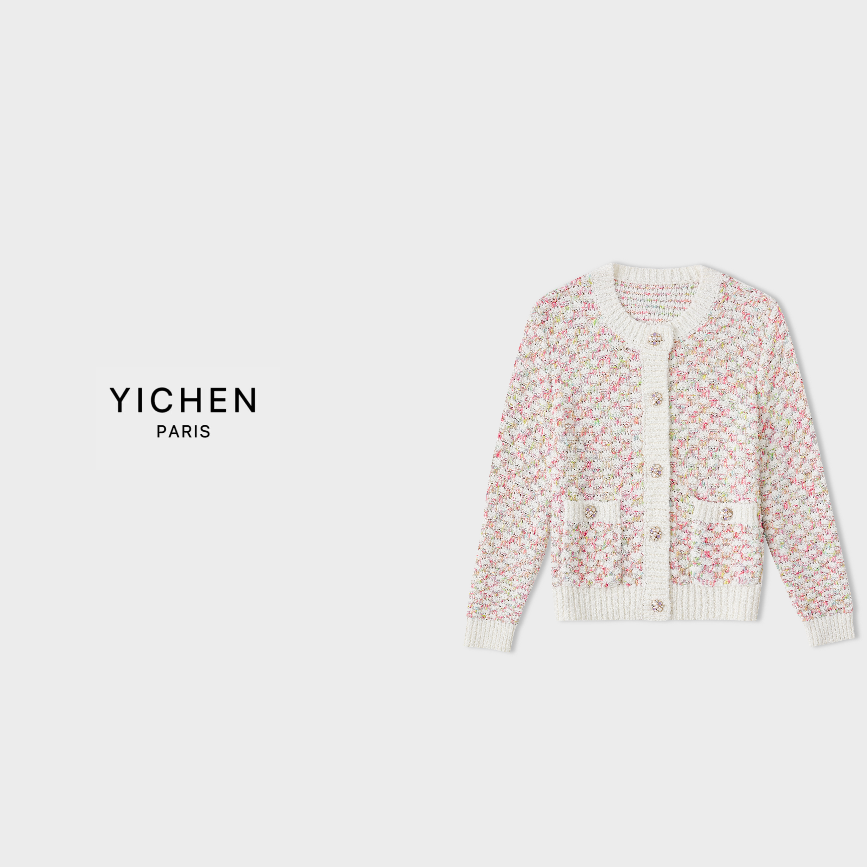 YC 多巴胺色系双口袋单排扣针织外套-2472