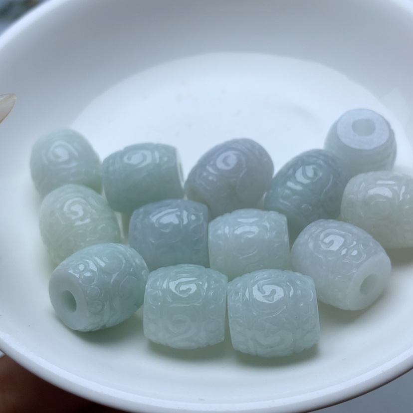 【闪购商品】未镶嵌手链翡翠卡12.7x13回纹珠2颗