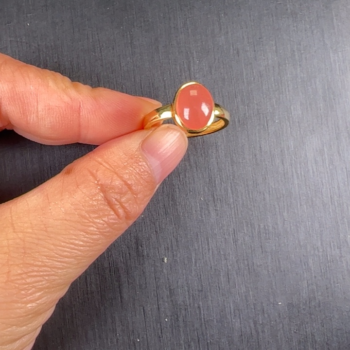 菱锰矿（红纹石）戒指银S925镶嵌