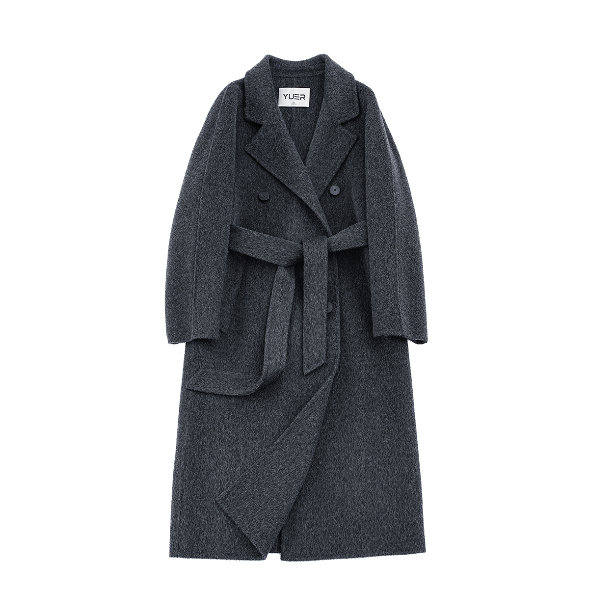 PSKA2025秋冬新款女士羊毛大衣双面加厚宽松保暖毛呢外套中长款