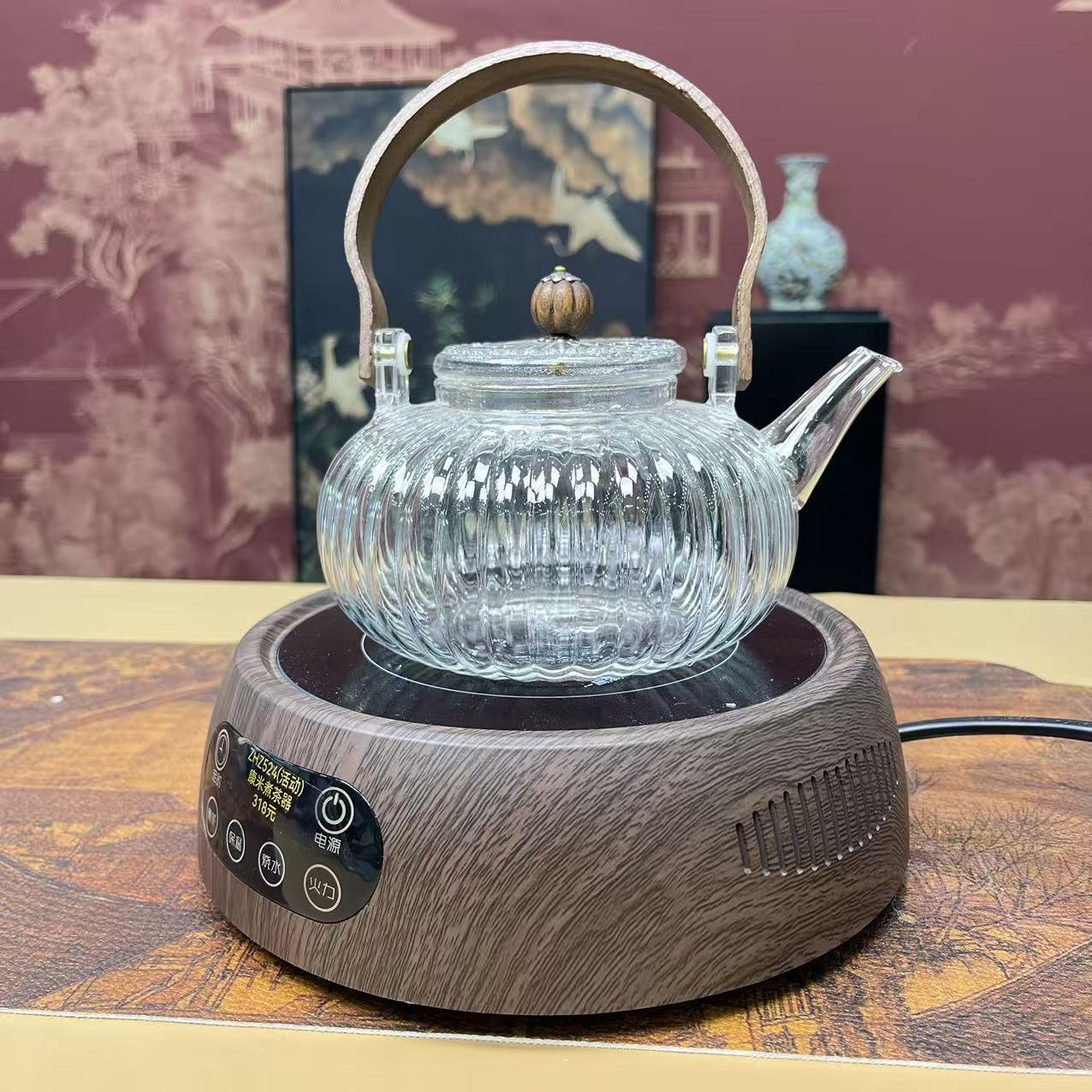 玻璃-透明南瓜壶+康米煮茶器@z524