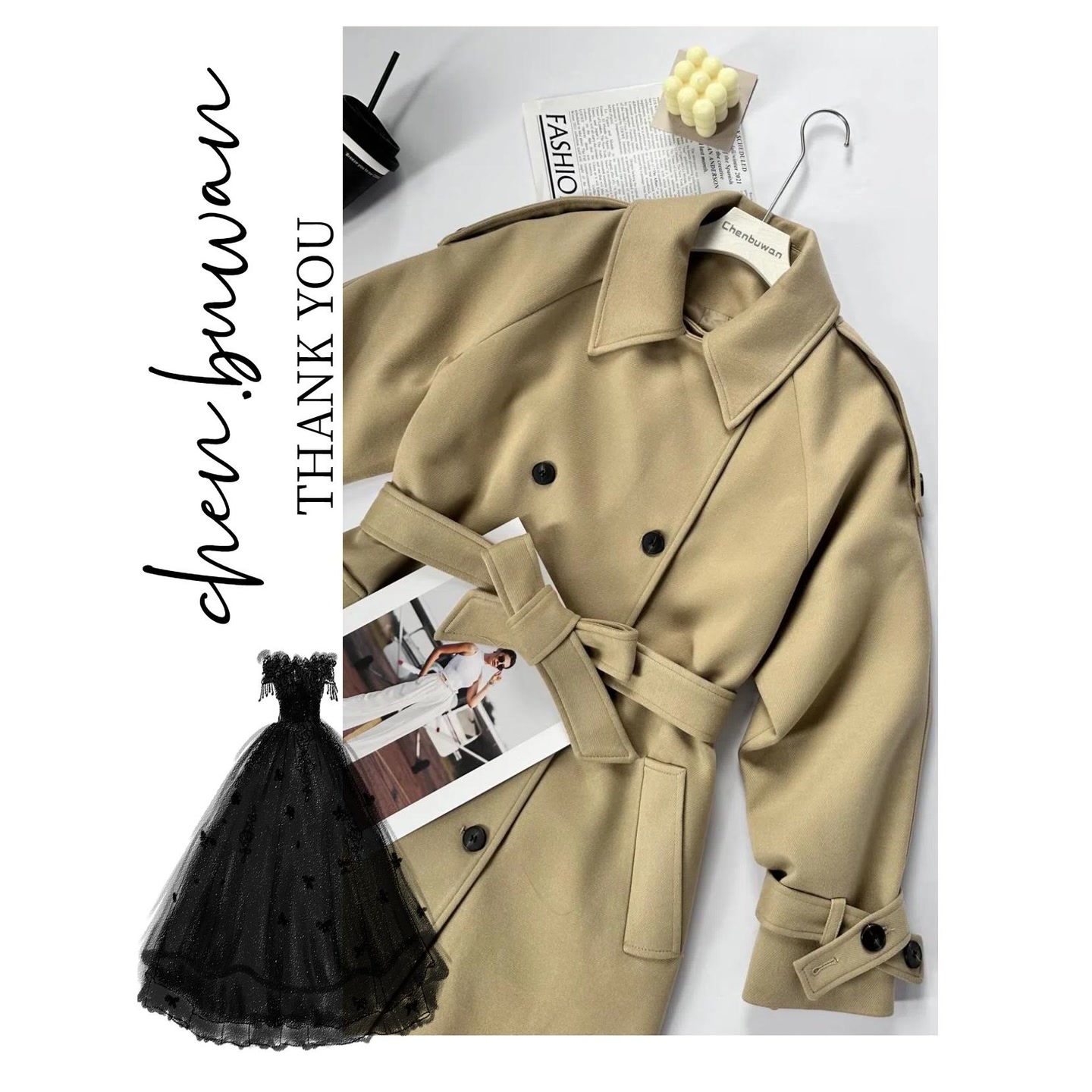 春秋新款休闲高级双排扣时尚气质百搭修身中长款毛呢大衣外套秋冬