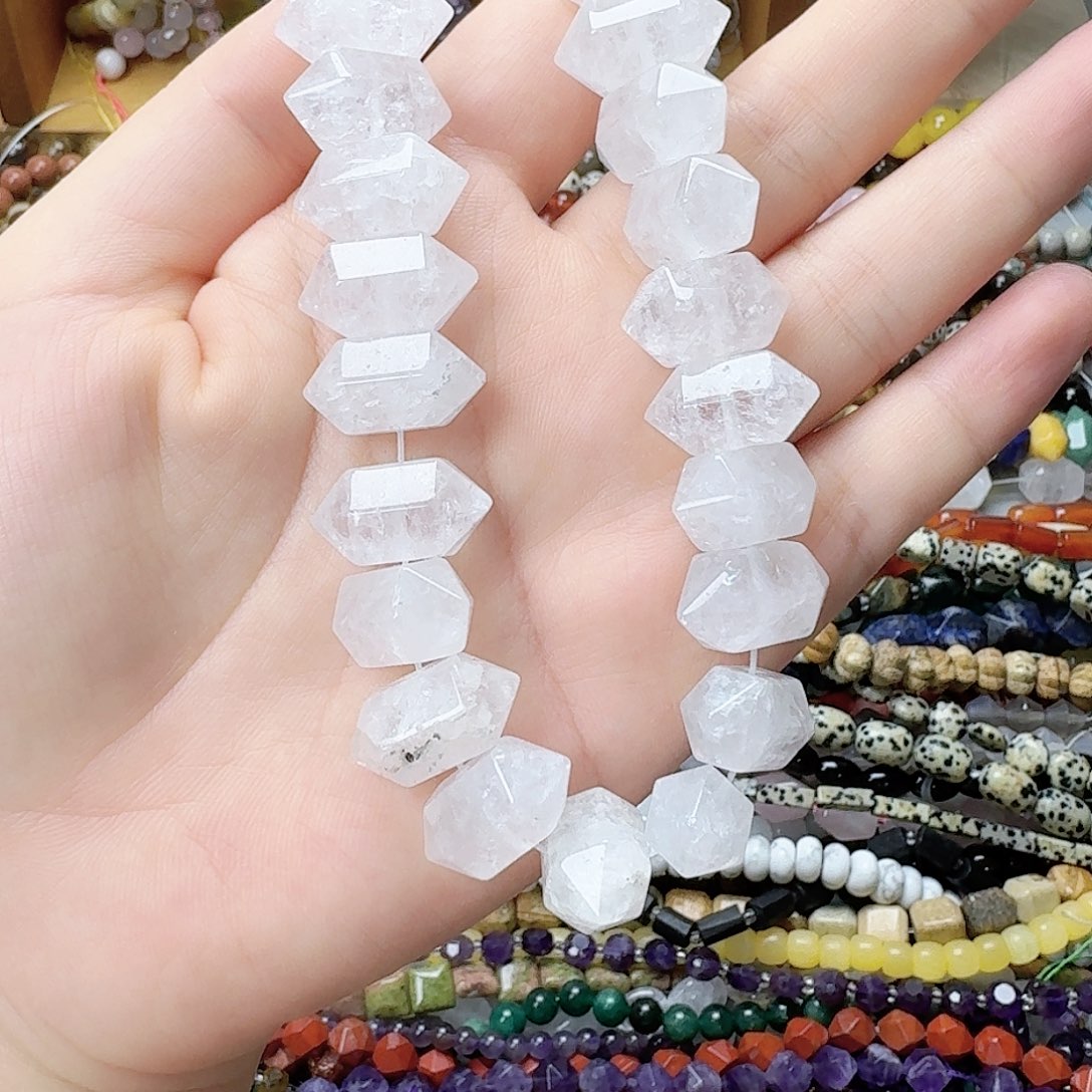 未镶嵌玛瑙/玉髓珠宝半成品白水晶双尖20颗
