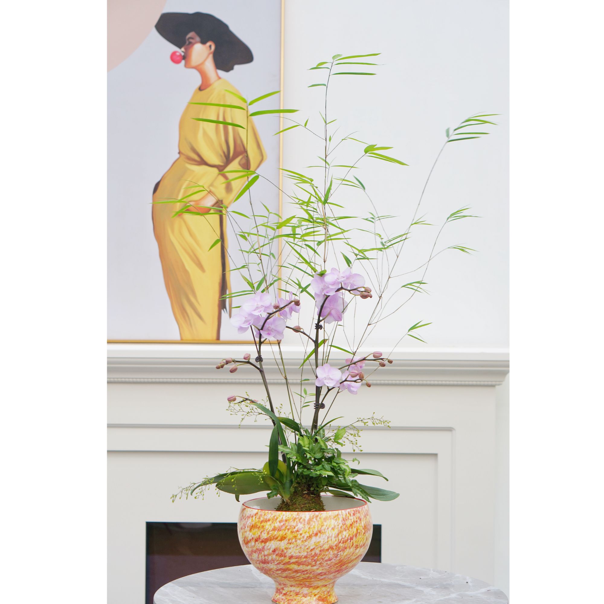 观音竹米竹蝴蝶兰禅意中式盆景盆栽花卉（不含盆）