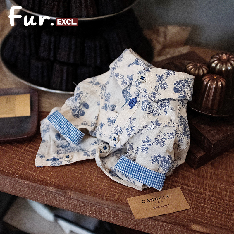 FurFur周末小狗狗春夏宠物衣服薄款棉麻衬衣小型犬约克夏马尔济斯