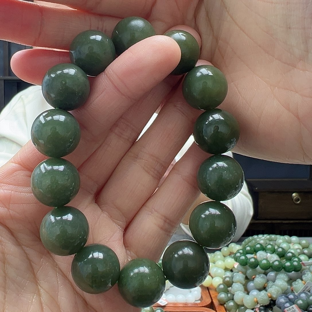 和田玉手链未镶嵌16青黄口