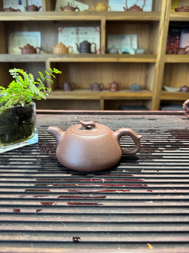 双国工全手工制作粗砂紫泥飞把瓢壶
