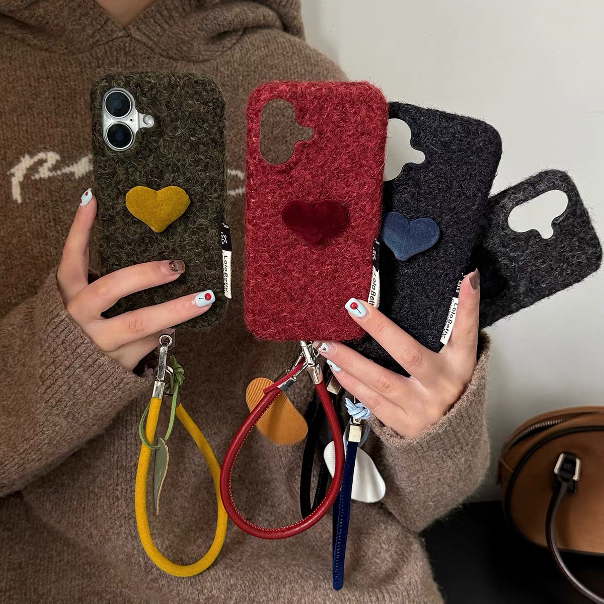 ins韩风毛绒立体爱心适用苹果17promax手机壳iPhone161514女16pro