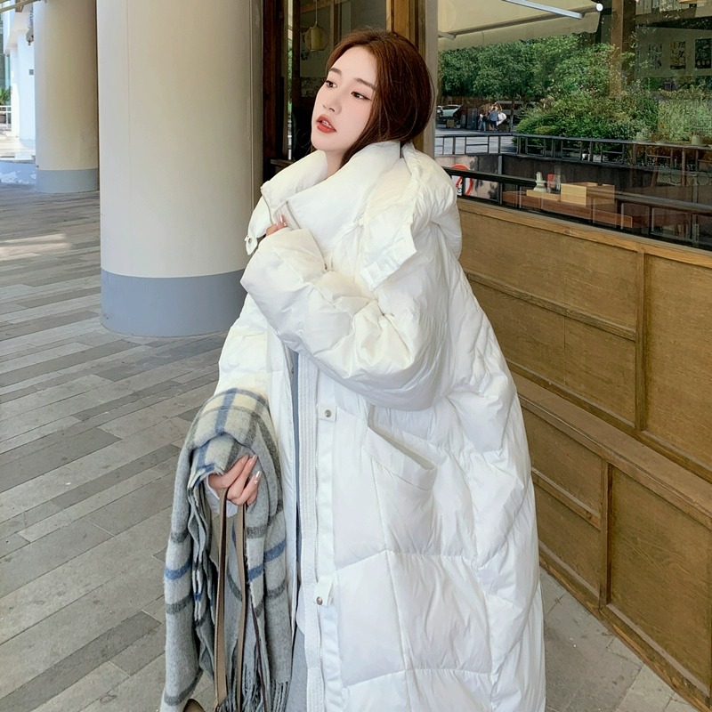 时尚棉服休闲连帽过膝长款加厚冬季网红百搭宽松保暖填充棉