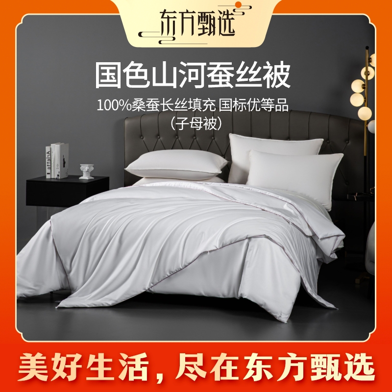 东方甄选国色山河蚕丝被（7日内发货） 填充100%桑蚕丝 子母被