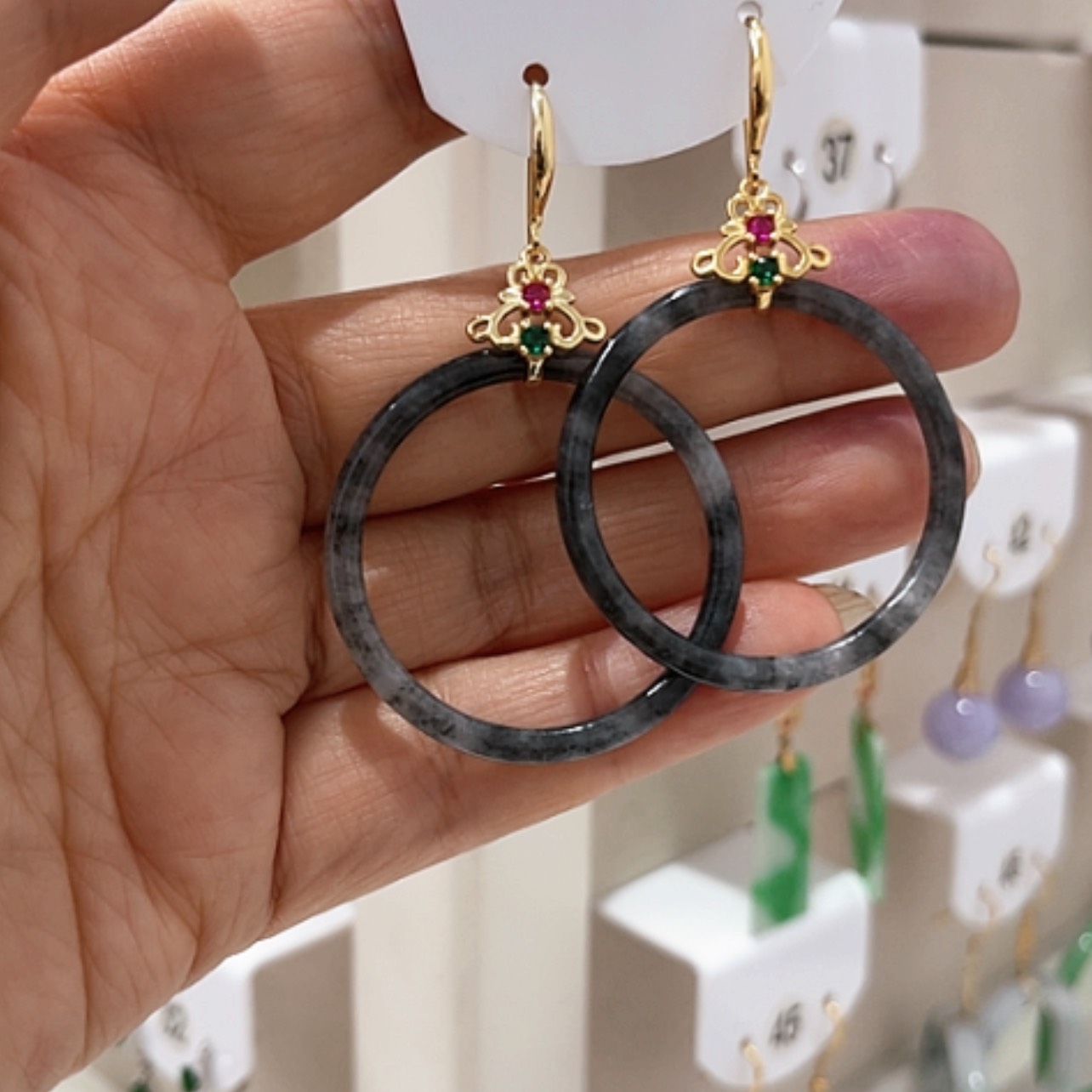 【闪购商品】翡翠耳饰银S925镶嵌翡翠耳坠