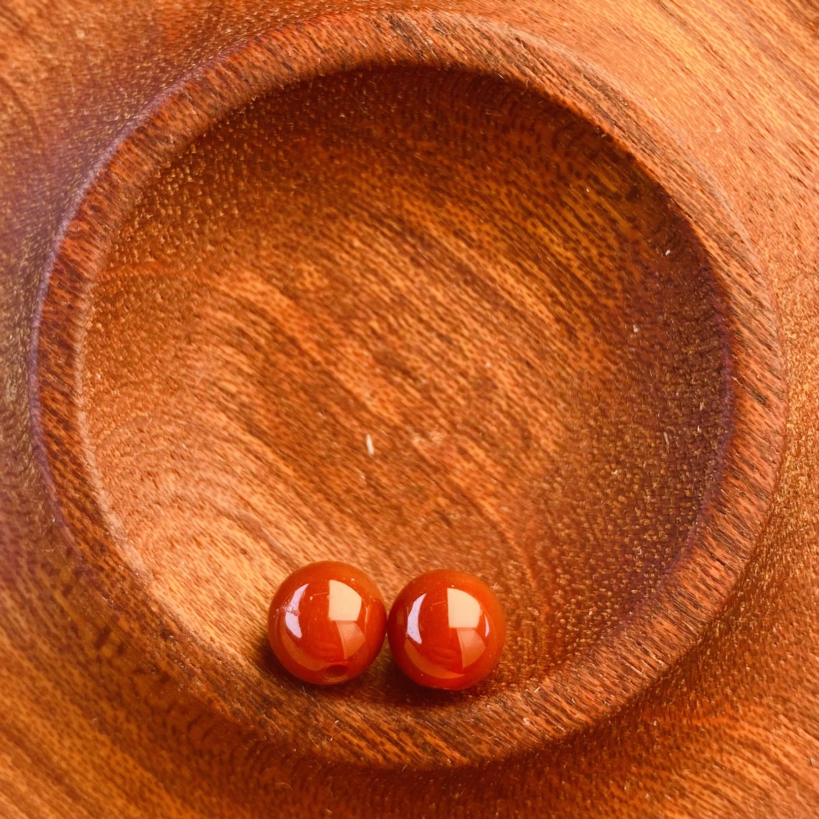 6mm四川凉山川料火焰纹牛血红玛瑙腰珠单珠一对（2个）