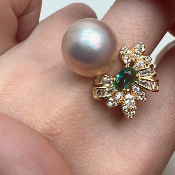 拼合珍珠（马贝珠）戒圈银S925镶嵌