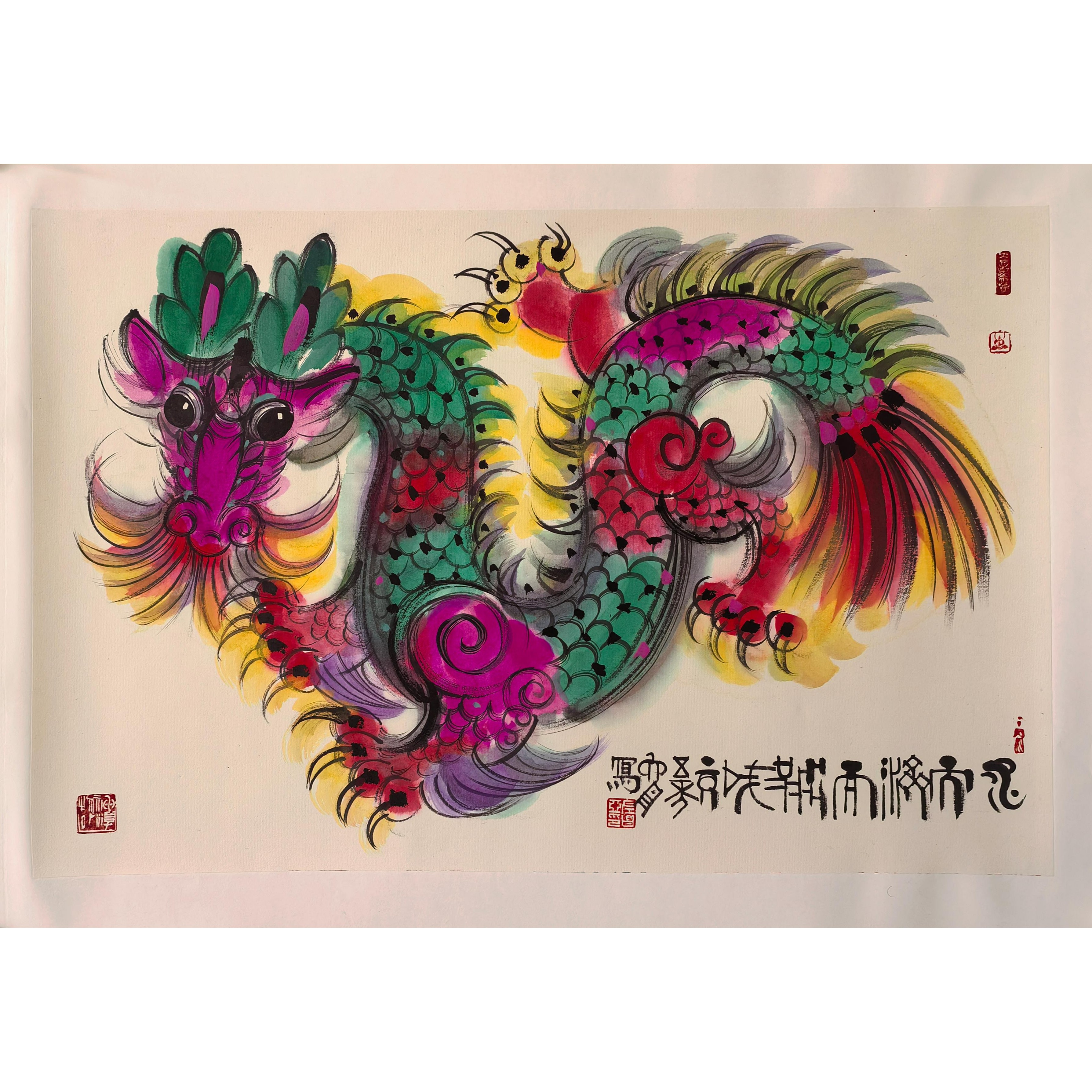 左昌亚艺术作品《熊猫、狗、蛇、马、鸡》2.7平尺
