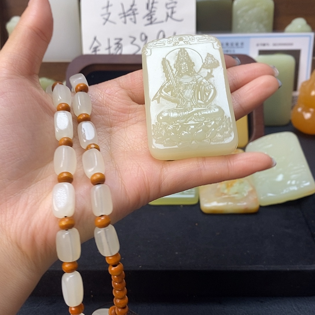 勇***敌石材生肖虎双面挂件