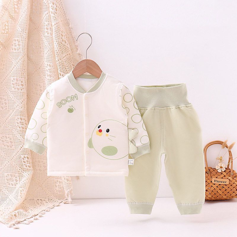 婴幼儿秋冬季60克夹棉新生儿卡通无骨对开门宝宝外出保暖套装婴